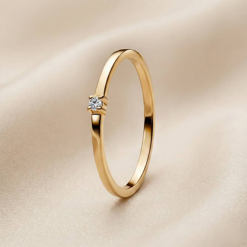 Pandora Era Prsten Jedan Sjajni Cirkon (Posebna Pandora legura metala s 14k pozlatom)