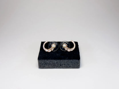Swarovski Matrix Pearl Hoop Naušnice (Rose Gold Plated, Crystal Pearl)