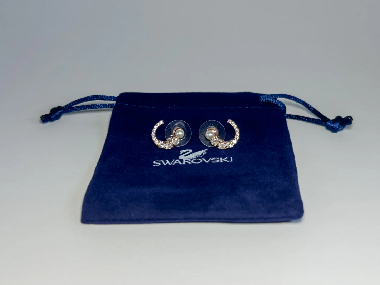 Swarovski Matrix Pearl Hoop Naušnice (Rose Gold Plated, Crystal Pearl)