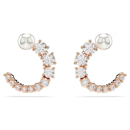 Swarovski Matrix Pearl Hoop Naušnice (Rose Gold Plated, Crystal Pearl)