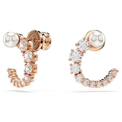 Swarovski Matrix Pearl Hoop Naušnice (Rose Gold Plated, Crystal Pearl)