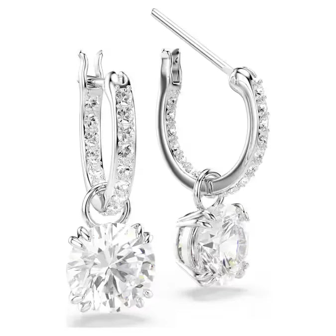 Swarovski Stilla Drop Naušnice (Rhodium Plated, Round Cut Zirconia)
